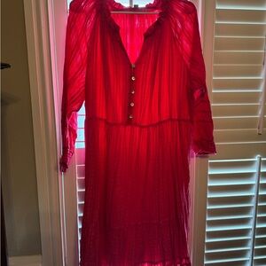 Flowy Pink Button-Front Dress